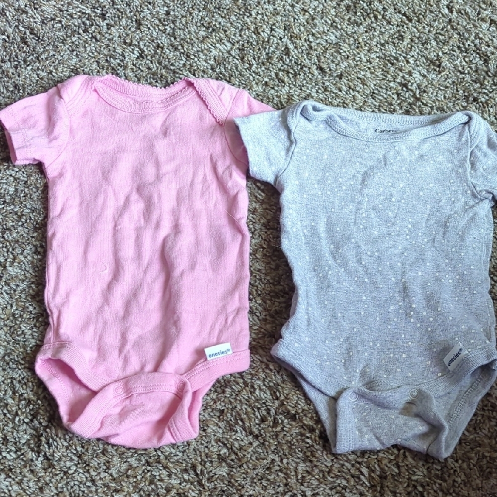 Carter's Pink and Gray Baby Bodysuit Set
